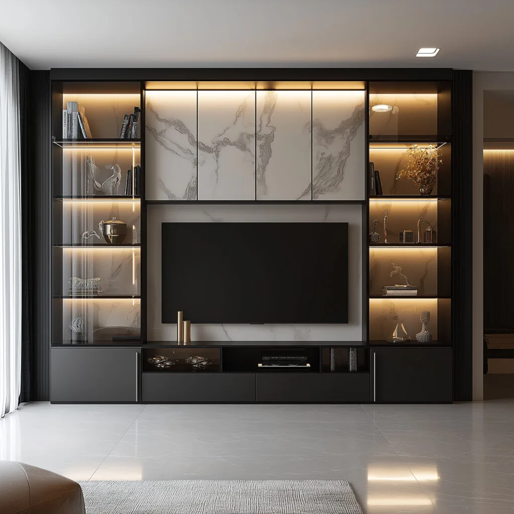 Elysian media wall collection by Home Studio Interiors