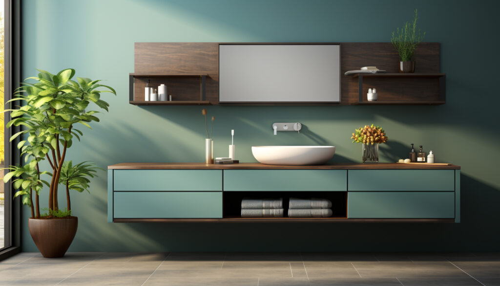 Modern apartment with elegant design, clean and comfortable domestic life generated by artificial intelligence