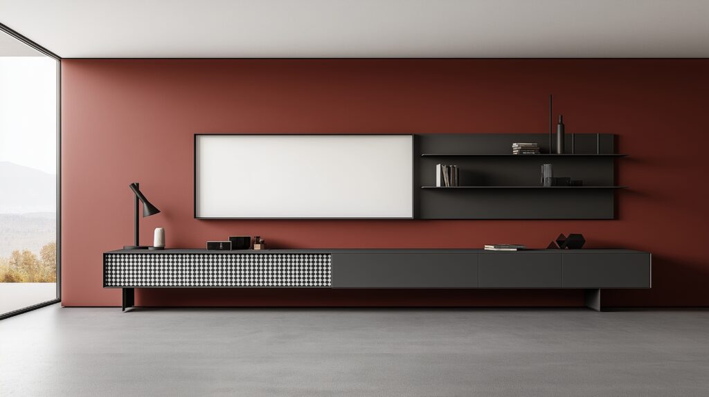 red-wall-with-white-frame-that-says-x-it